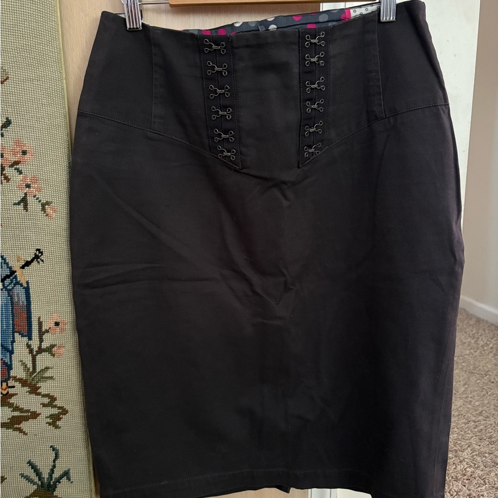 Elevenses Lace Up Black Pencil Skirt